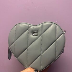 Blue coach cross body Quilted Heart-Shaped Bag
